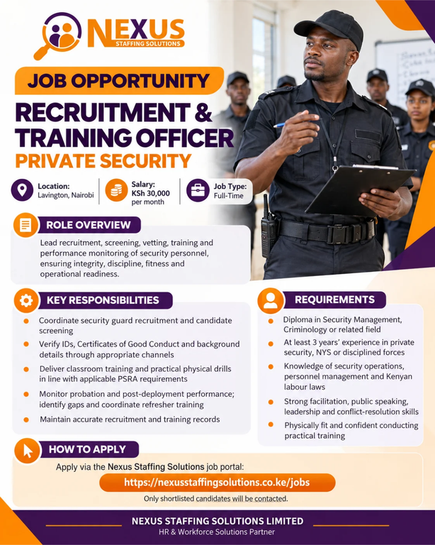 Background Screening Security Activity Recruitment & Training Officer - Private Security | Nexus Staffing